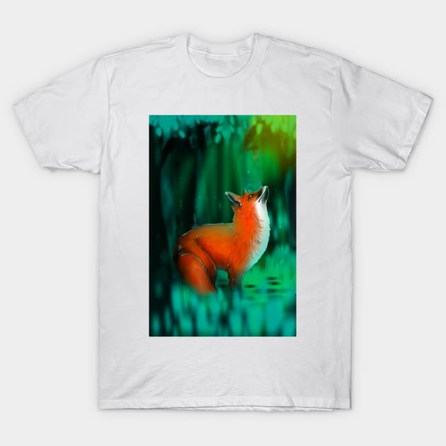 Fox in magical forest T-Shirt by Red Fox